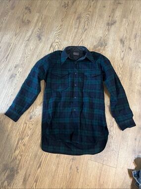 Vintage Pendleton - Made in USA Plaid Flannel Shirt - Dark Green & Navy